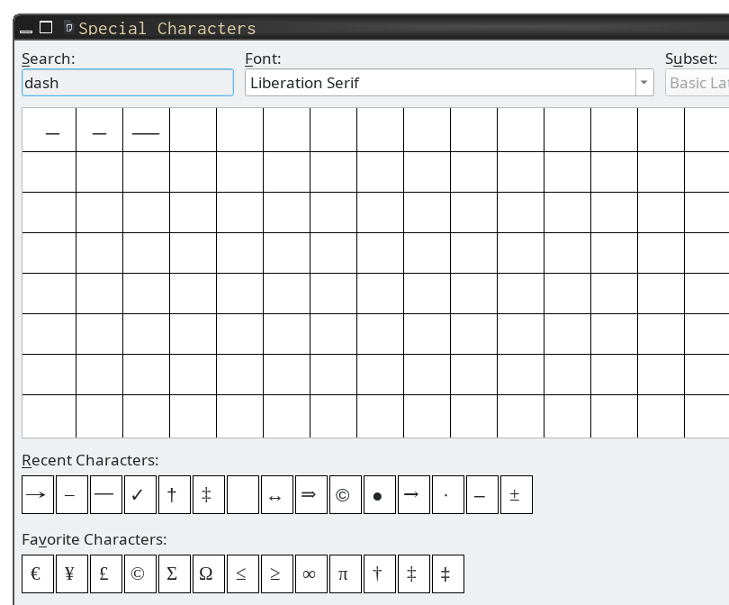 Find special characters easily by searching