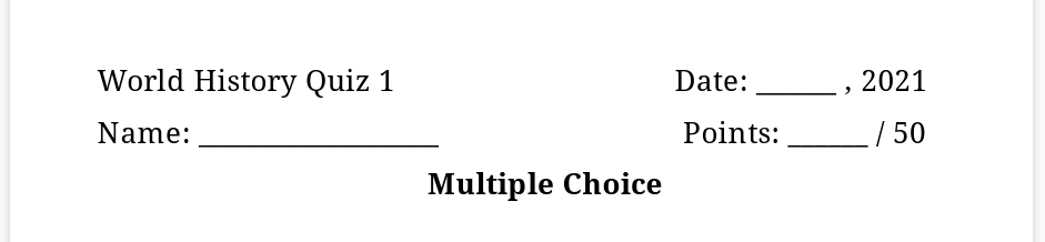 Example of left and right justified text using regular tabs and space to justify.