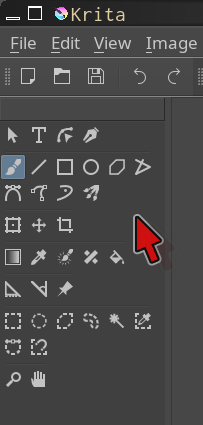 The Toolboxes in GIMP (left) & Krita (right) — select the tools you need from the toolbox. Believe it or not, I have never used many of those tools.